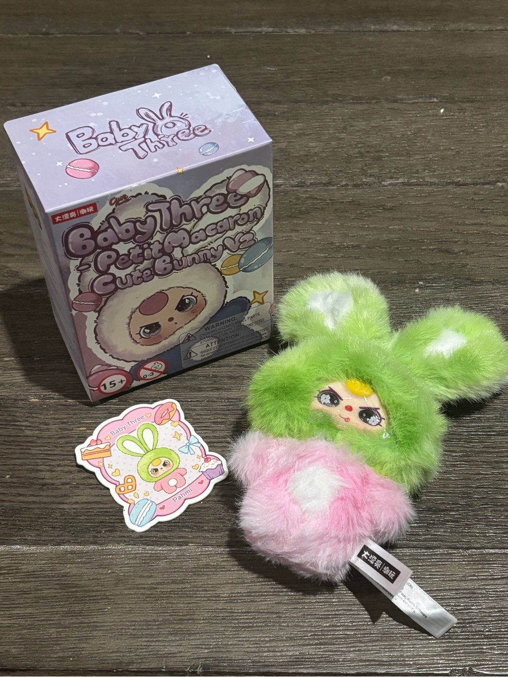 Baby Three Green & Pink Bunny•  Pahmi Purple Starry Crystal Eyes